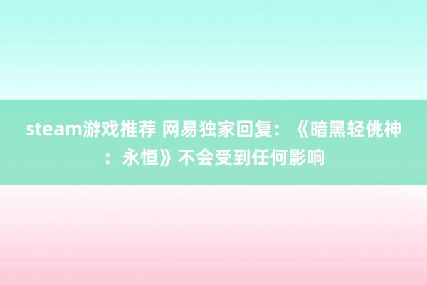 steam游戏推荐 网易独家回复：《暗黑轻佻神：永恒》不会受到任何影响