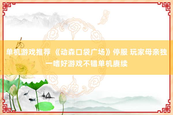 单机游戏推荐 《动森口袋广场》停服 玩家母亲独一嗜好游戏不错单机赓续