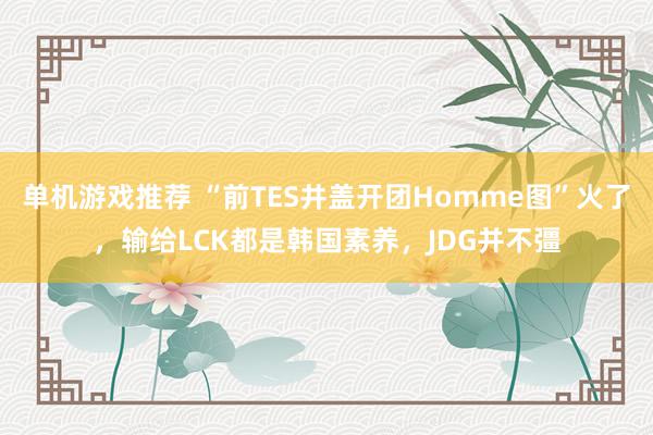 单机游戏推荐 “前TES井盖开团Homme图”火了，输给LCK都是韩国素养，JDG并不彊