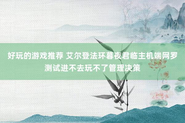 好玩的游戏推荐 艾尔登法环暮夜君临主机端网罗测试进不去玩不了管理决策